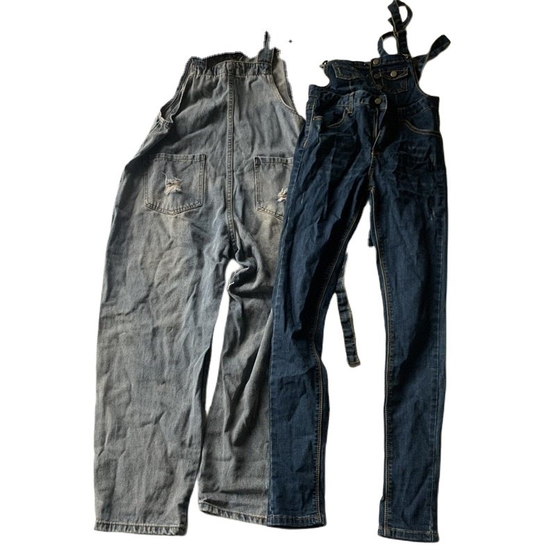 Wholesale 100kg used clothes denim jumper pants ukay ukay used denim jumper pants long for ladies
