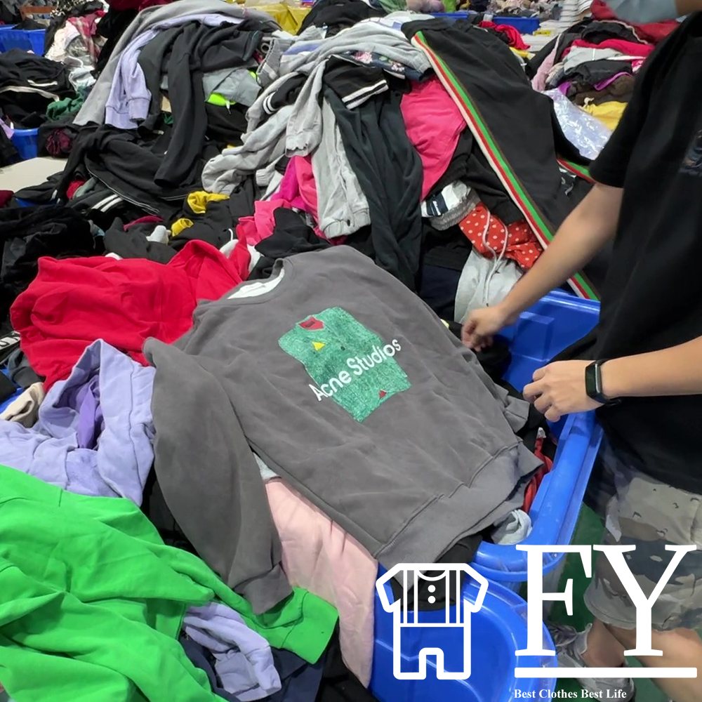 FengYang Used Sweatshirt Used Clothes for Bales Round Neck Sweater Women Men Children Adult Grade B Factory Outlet