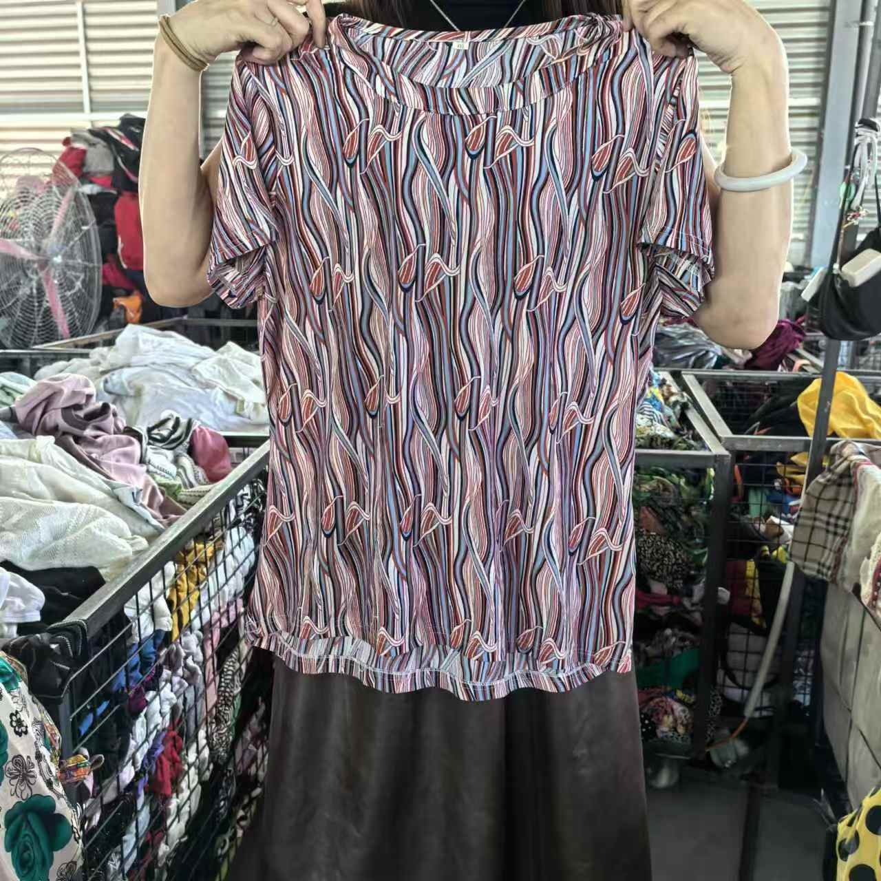 High Quality Second Hand Brand Clothes Bundle Used Old Lady Elastic Stretch Blouse TShirt Summer Korean Mixed Clothing Ukay Bale