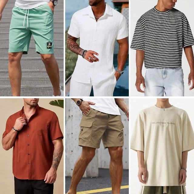 stock men's summer casual street fashion mixed clothing T-shirt POLO shirt pants mixed style random shipment
