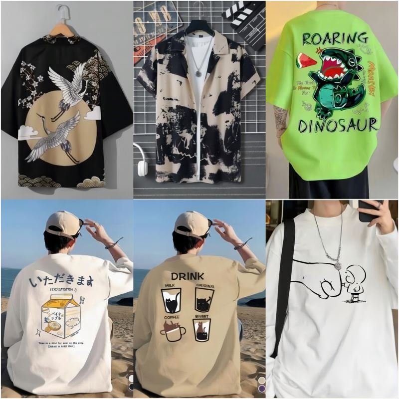 Inventory men's beach shirts casual short sleeved fashionable new men's shirt print pattern cardigan style mix