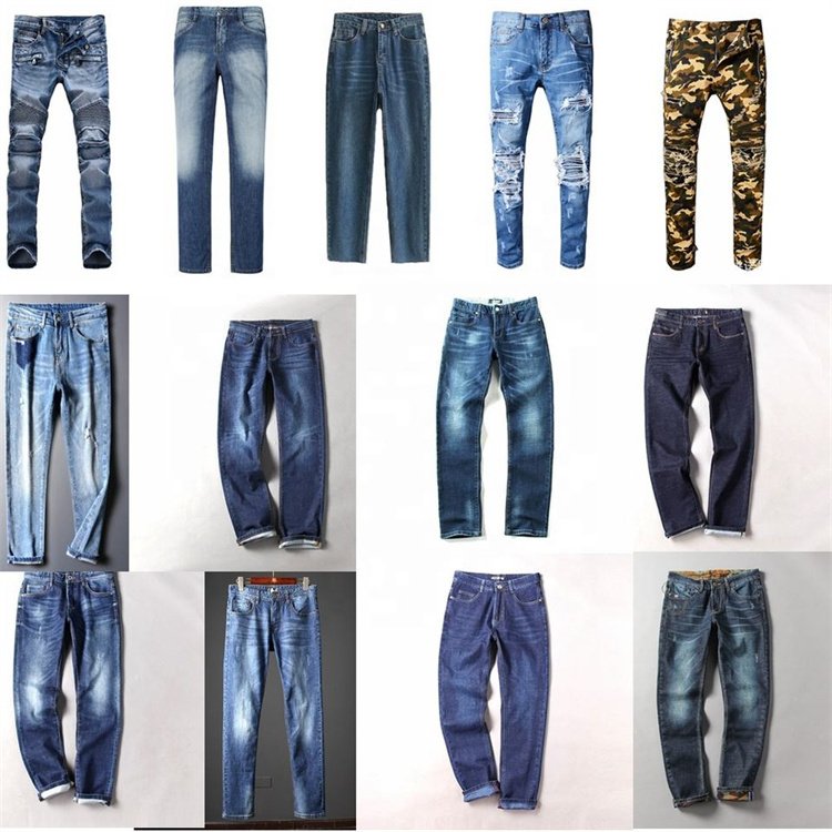 Cut Label Man's Used Jeans Used Trousers Fashion handsome boys young smart denim jeans stock garment factory stock liquidation