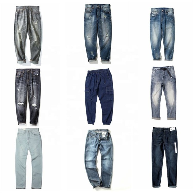 Cut Label Man's Used Jeans Used Trousers Fashion handsome boys young smart denim jeans stock garment factory stock liquidation