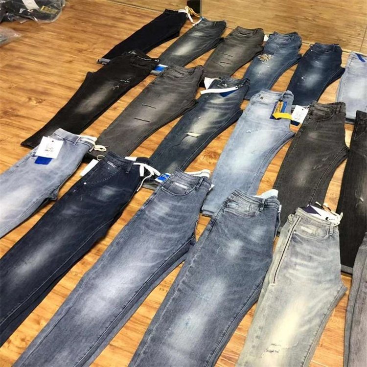 Cut Label Man's Used Jeans Used Trousers Fashion handsome boys young smart denim jeans stock garment factory stock liquidation