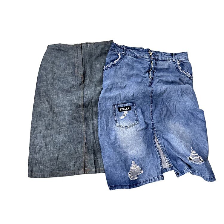 Wholesale second hand ladies long skirts stock used clothes women jeans skirts to Asia