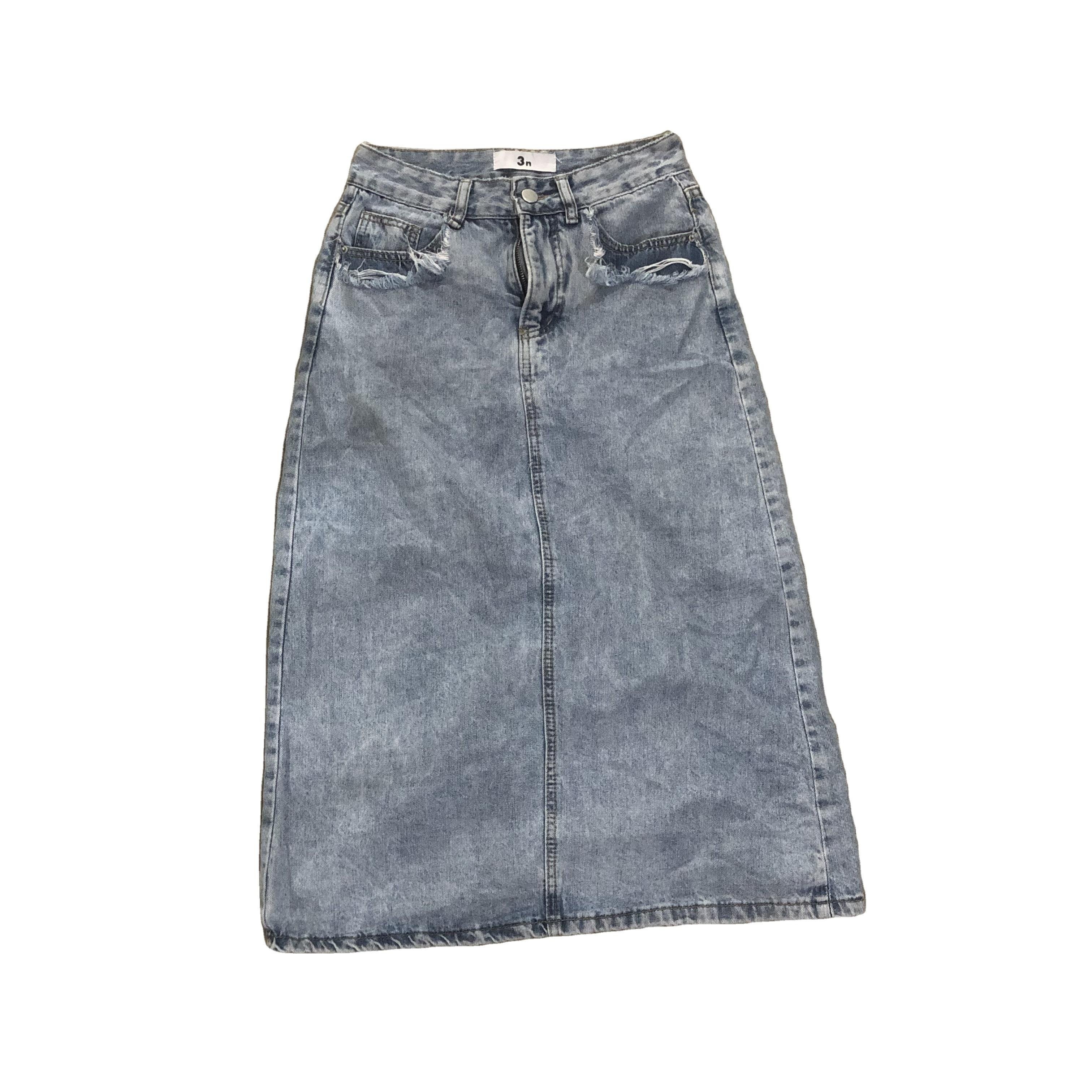 Wholesale second hand ladies long skirts stock used clothes women jeans skirts to Asia