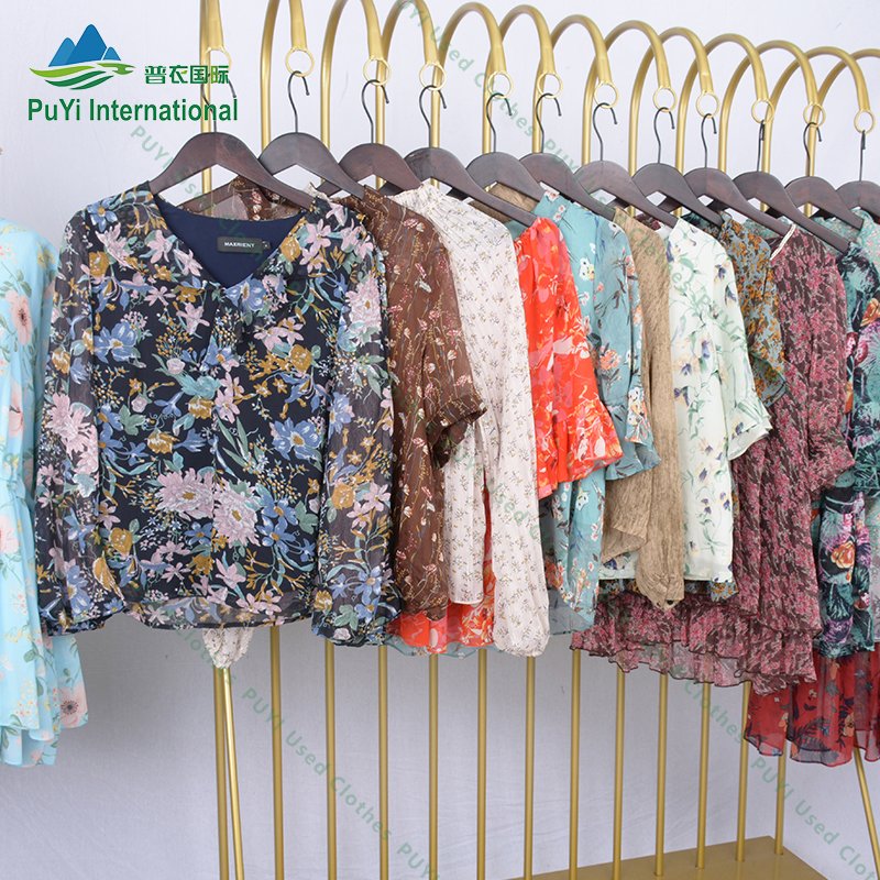 japan used clothes wholesale silk chiffon fabric chiffon blouse women used clothes from uganda