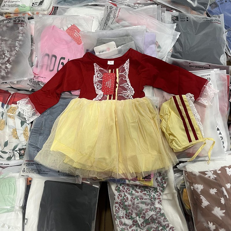 Original Surplus Overruns Leftover Baby Wears Branded Kids Girls Dresses Stock Clothes Dress