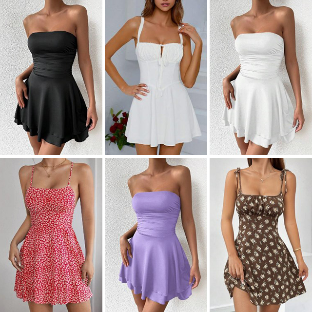 Popular summer women's sexy sleeveless slim fit printed mixed dress Big sale casual dress randomly shipped