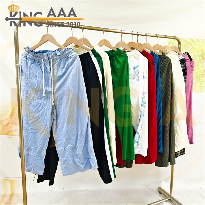 Wholesale Summer Fashion Loose Wide Leg Pants High Elastic Waist Casual Pants Second Hand Used Clothes Female Trousers