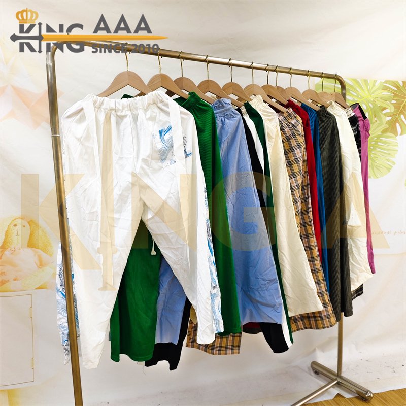 Wholesale Summer Fashion Loose Wide Leg Pants High Elastic Waist Casual Pants Second Hand Used Clothes Female Trousers