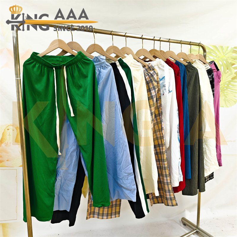 Wholesale Summer Fashion Loose Wide Leg Pants High Elastic Waist Casual Pants Second Hand Used Clothes Female Trousers