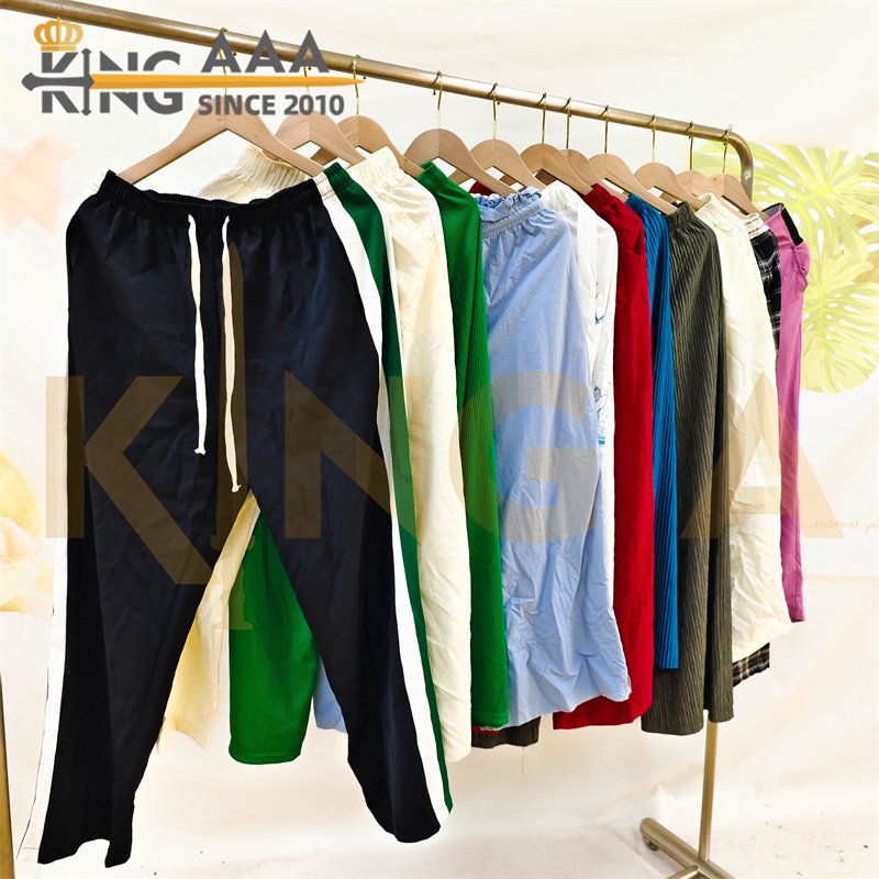 Wholesale Summer Fashion Loose Wide Leg Pants High Elastic Waist Casual Pants Second Hand Used Clothes Female Trousers