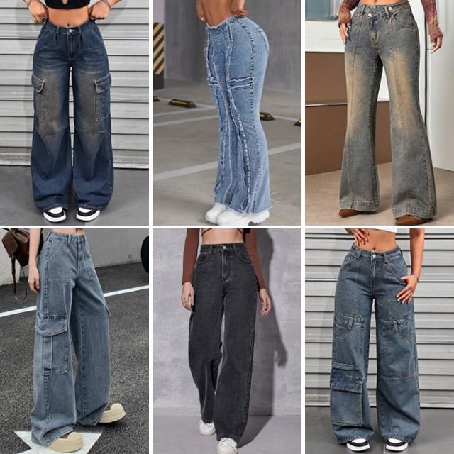 Wholesale fashion classic basic casual slim fit women's jeans flared pants high waisted jeans mixed random delivery