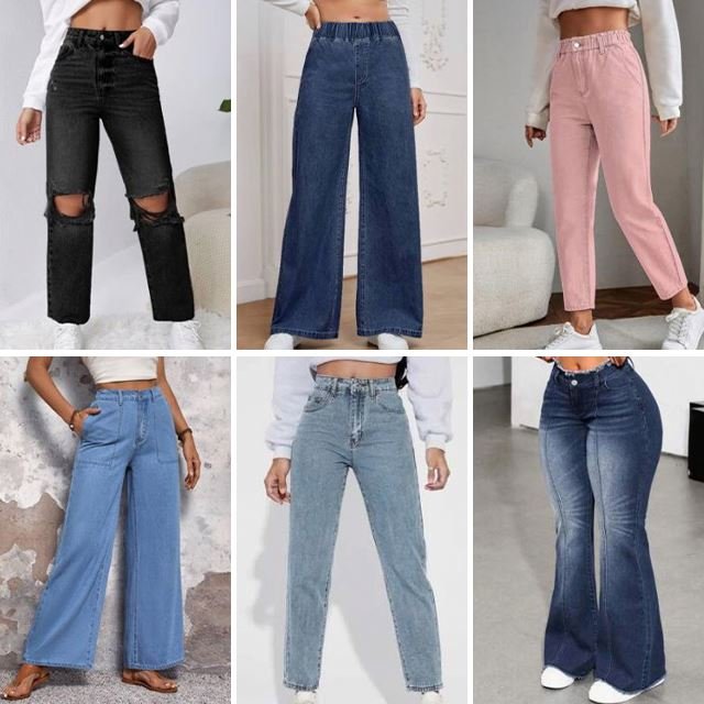 Wholesale fashion classic basic casual slim fit women's jeans flared pants high waisted jeans mixed random delivery