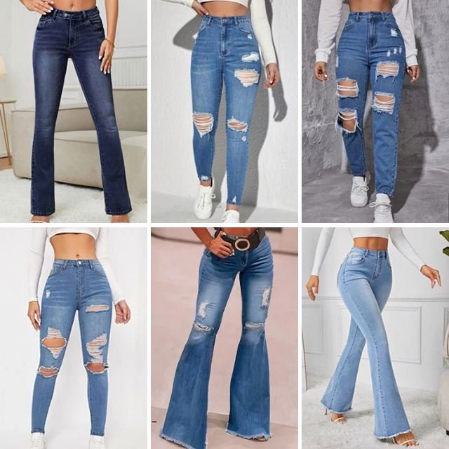 Wholesale fashion classic basic casual slim fit women's jeans flared pants high waisted jeans mixed random delivery