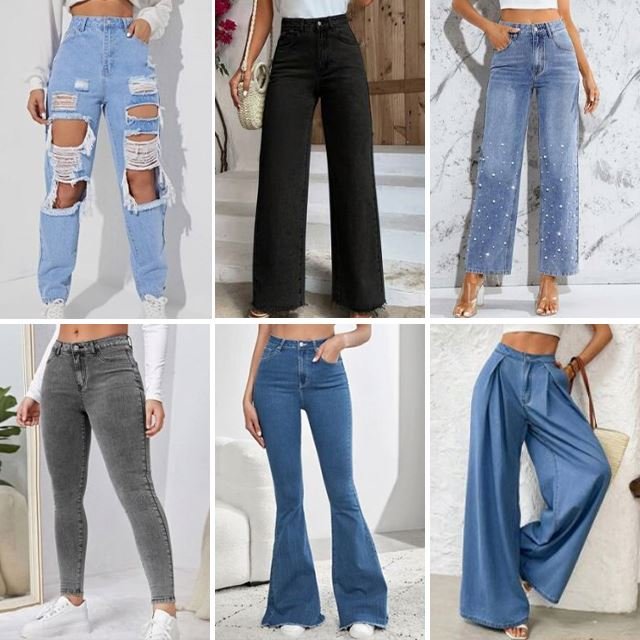 Wholesale fashion classic basic casual slim fit women's jeans flared pants high waisted jeans mixed random delivery