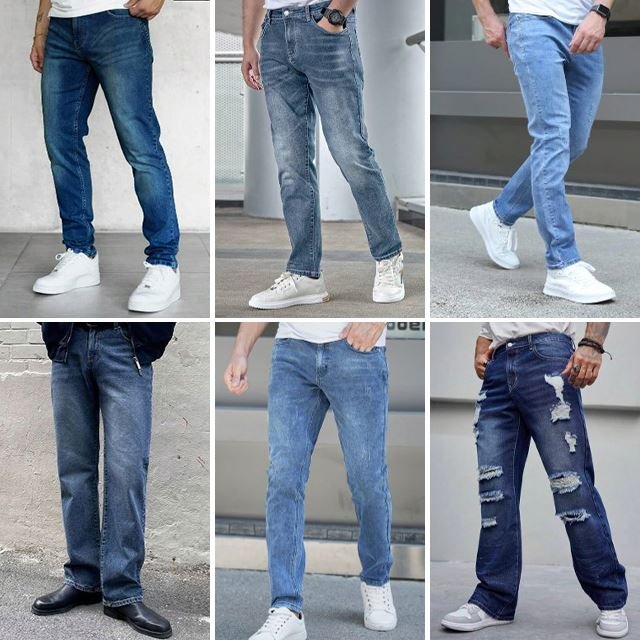 High quality men's jeans street hip-hop casual wide leg jeans loose straight leg loose jeans mixed style