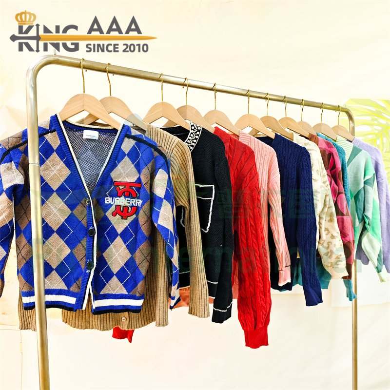 KINGAAA Long Sleeve Thick Cardigan Short Sweater Branded Second Hand Used Clothes Bales Clothing Women Winter Ladies Sweater