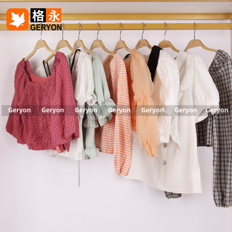 GERYON vintage Cropped Blouse Women Cotton Shirt ukay ukay bales Ladies Blouse clothing used Cotton second hand clothes in bales