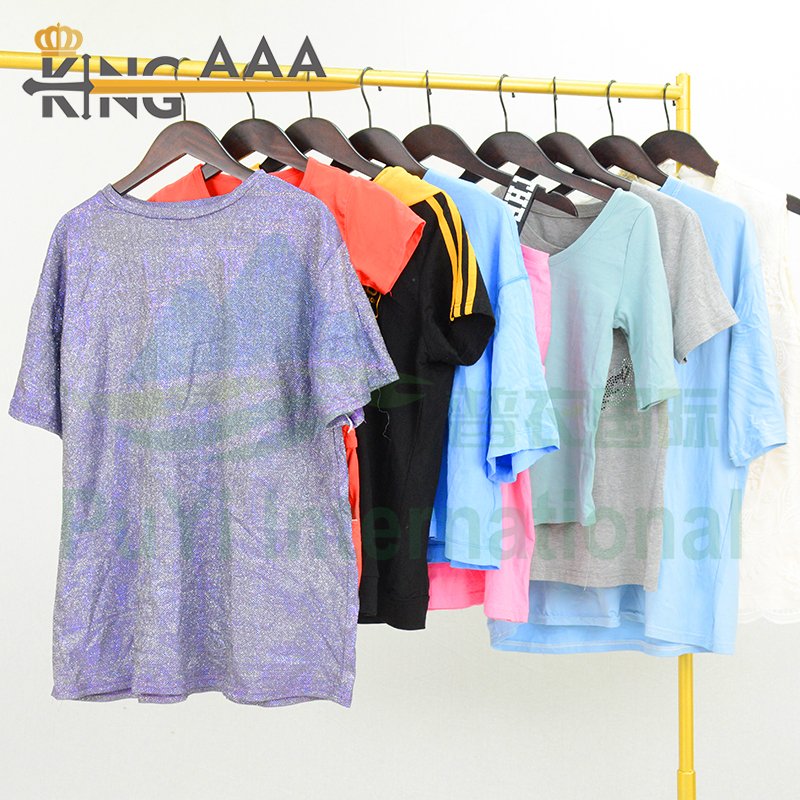 Low MOQ Women'S T-Shirts Clothes T-Shirt Cotton Solid Colours Slim Fit Used Clothes Bales For Ladies Shirts Clothing