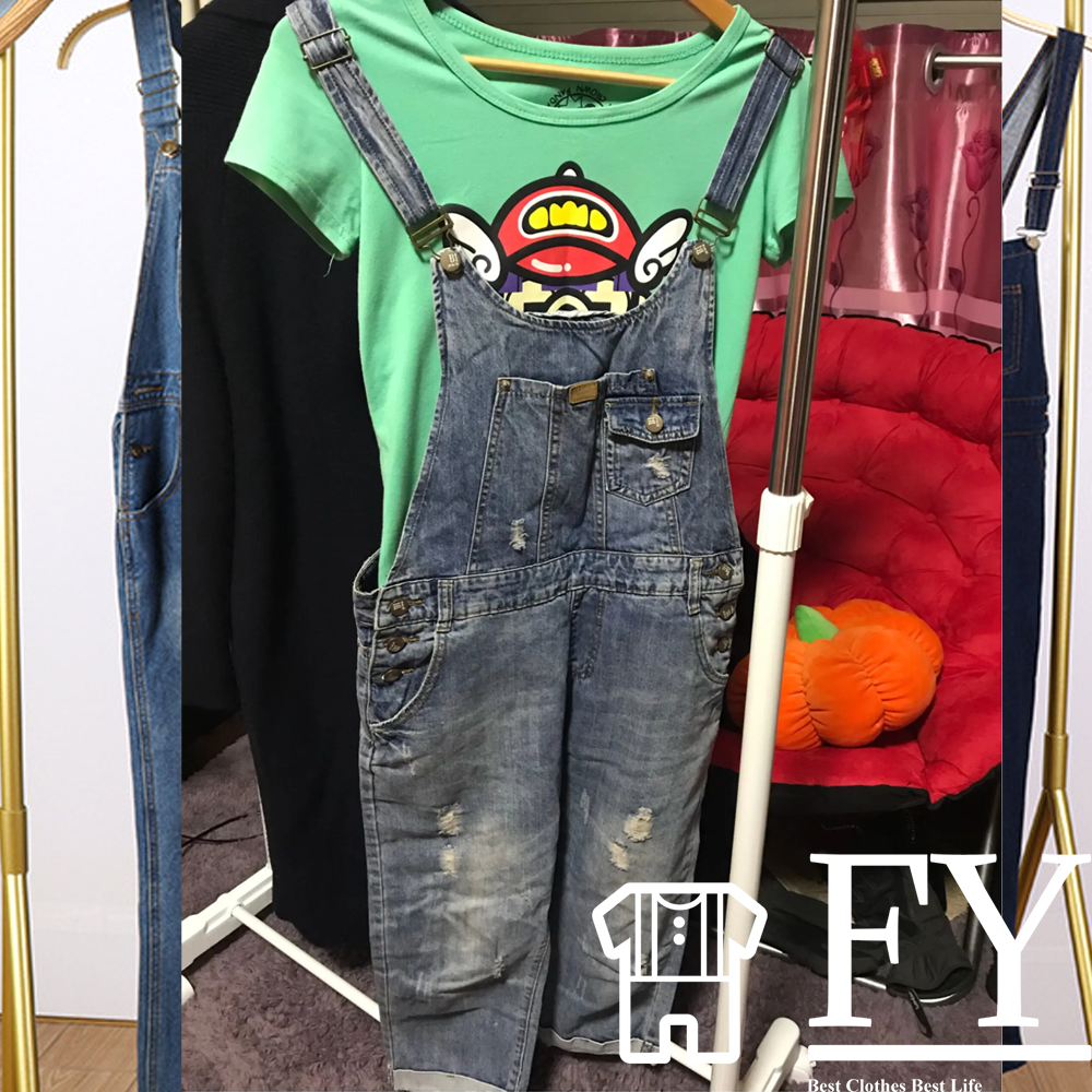 FengYang Cheap Piece Casual jeans Jumpsuit Pants Random Style Clothes Bulk Stock Sale Clothes Cut Label Used Products