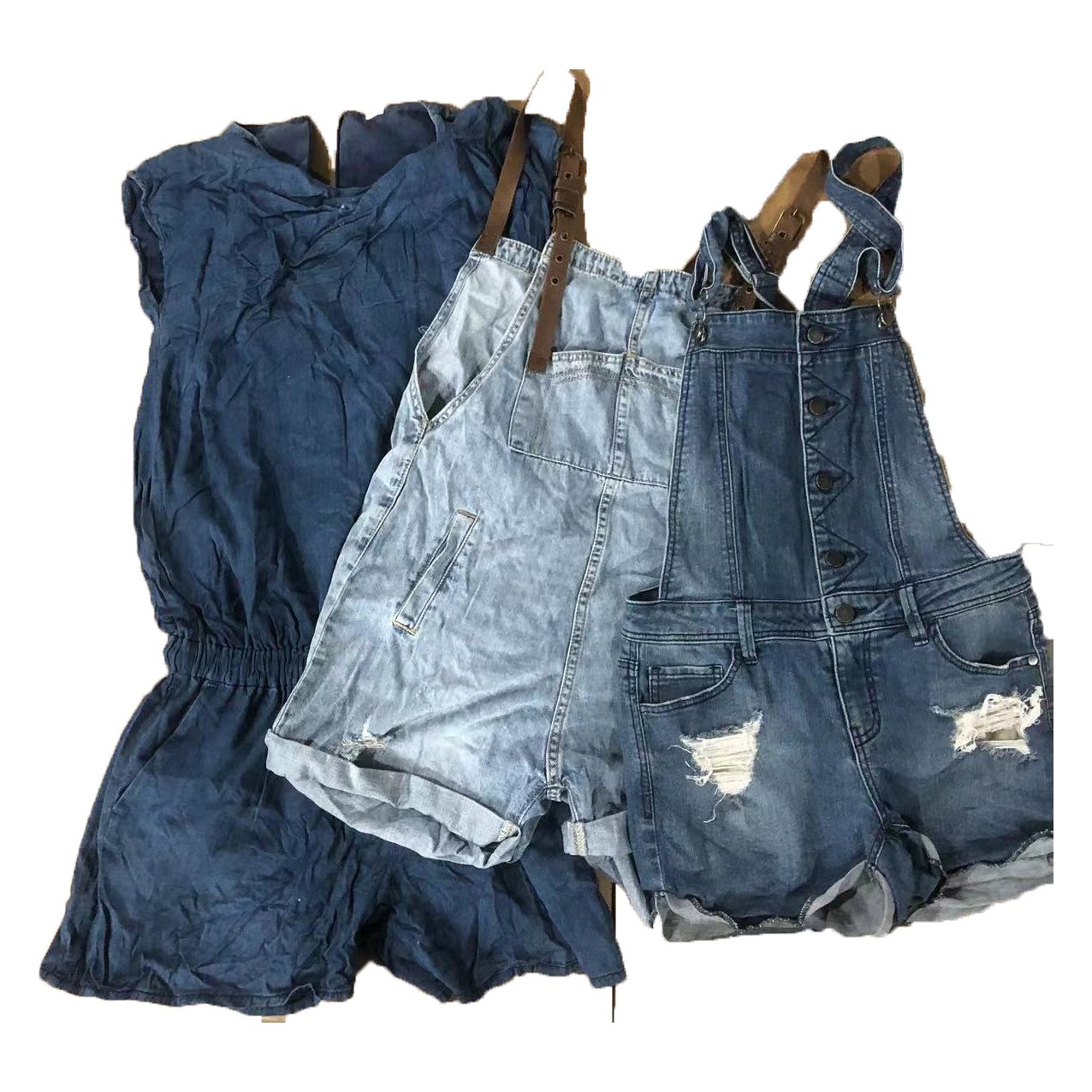 New arrival used clothes bales thrift ladies denim suspender mix preloved wholesale jean skirt long to indonesia
