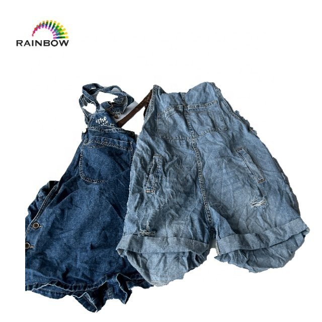 New arrival used clothes bales thrift ladies denim suspender mix preloved wholesale jean skirt long to indonesia