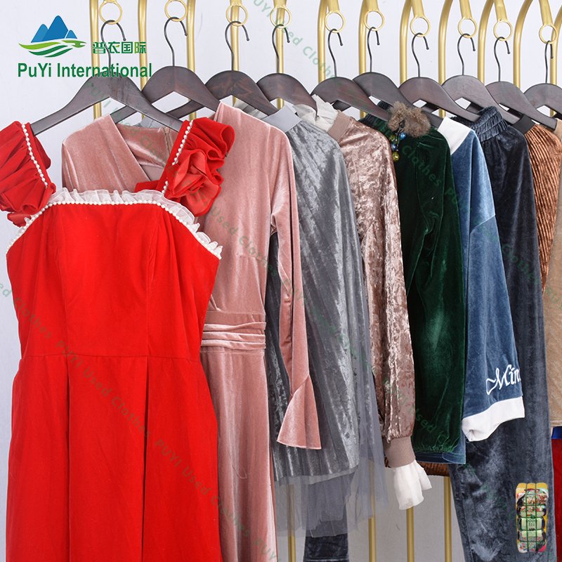 Silk velvet fabric used clothes dress korea used winter clothes second hand used clothing bales 100kg