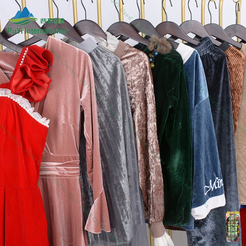 Silk velvet fabric used clothes dress korea used winter clothes second hand used clothing bales 100kg