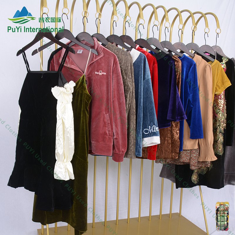 Silk velvet fabric used clothes dress korea used winter clothes second hand used clothing bales 100kg