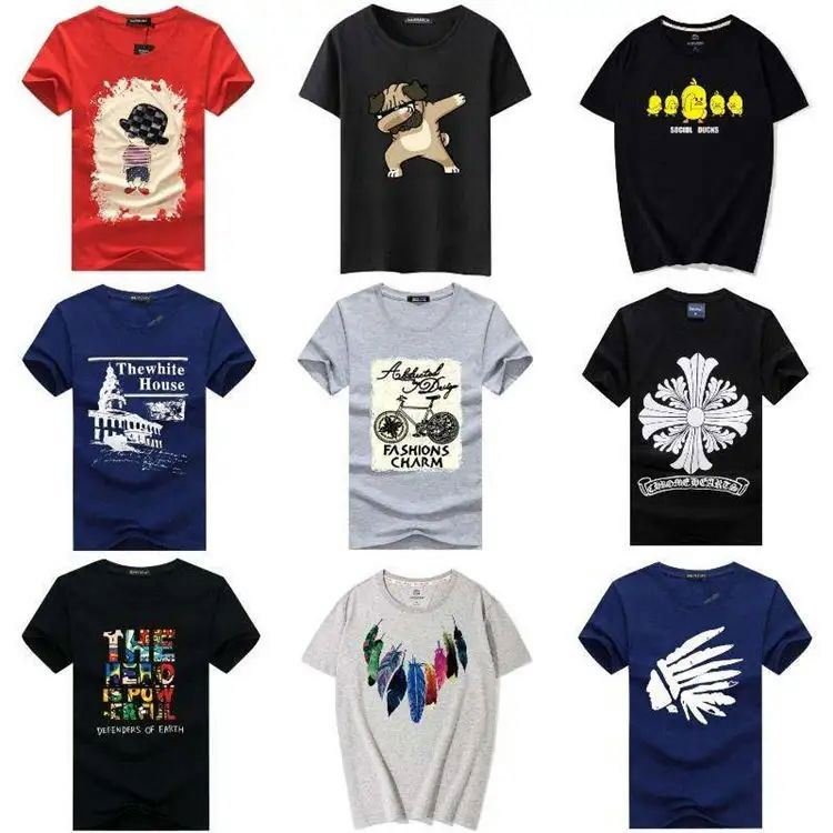 Factory Direct Sale Short long Sleeve Round Neck Shirt Big Tall Men's womens Stock T-shirt White t shirt Printed T-shirt