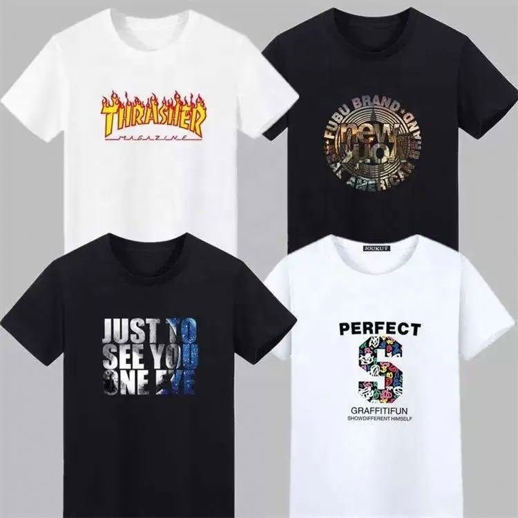Factory Direct Sale Short long Sleeve Round Neck Shirt Big Tall Men's womens Stock T-shirt White t shirt Printed T-shirt