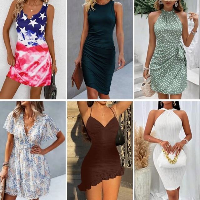 brand new summer women's printed high waisted slim fit dress with loose elegant casual style The stock is randomly shipped