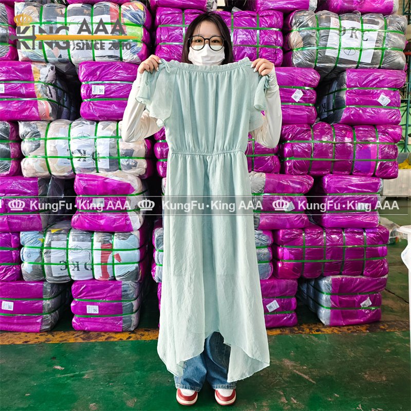 Wholesale Second Hand Adult Ladies Elegant Multi Print Floral Casual Dresses Long Dress Used Clothes Vip Bales in Bulk