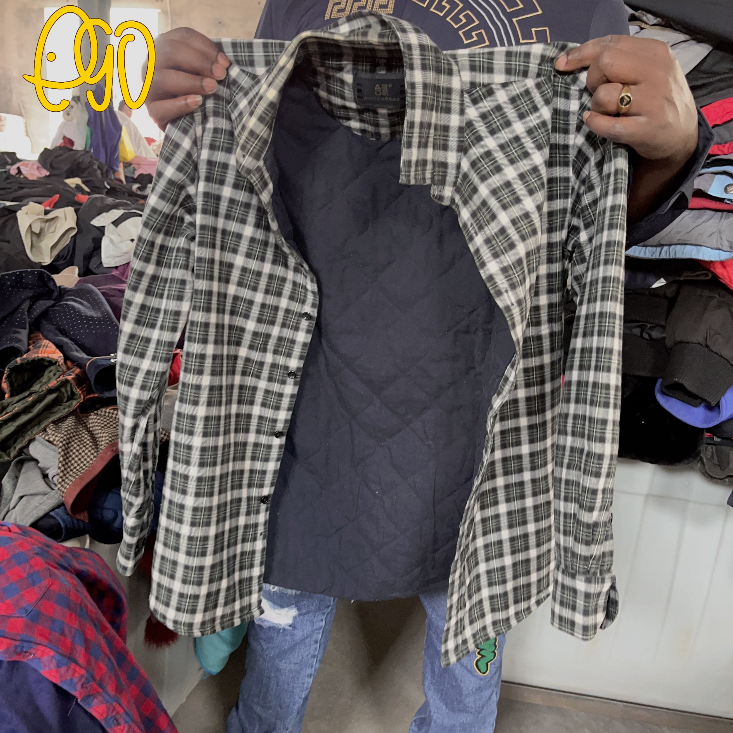 used clothes bales high quality Wholesale Price secondhand Men Cotton Plaid Shirts For Winter Second Hand Long Sleeves africa