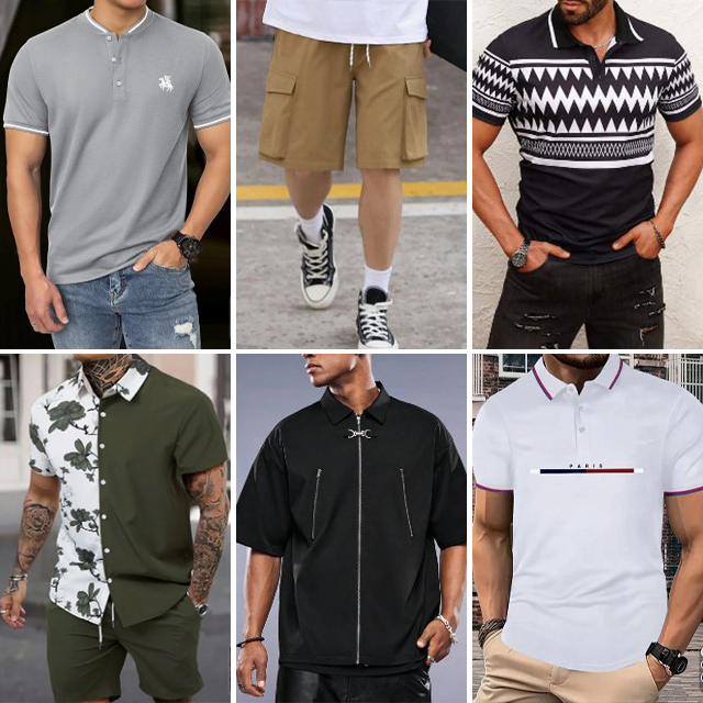 Discount men's mixed clothing short sleeved round neck t-shirt loose shorts casual shirt polo shirt randomly shipped