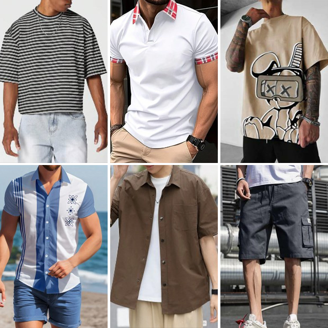 Discount men's mixed clothing short sleeved round neck t-shirt loose shorts casual shirt polo shirt randomly shipped