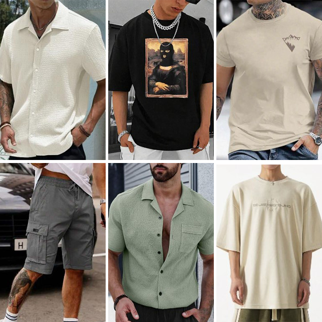 Discount men's mixed clothing short sleeved round neck t-shirt loose shorts casual shirt polo shirt randomly shipped