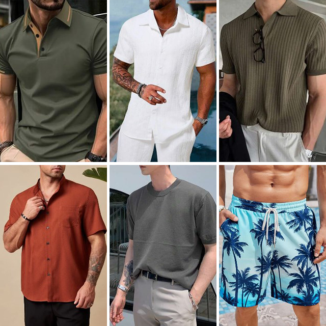 Discount men's mixed clothing short sleeved round neck t-shirt loose shorts casual shirt polo shirt randomly shipped