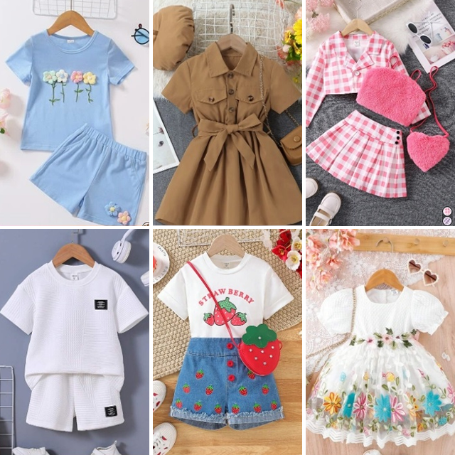 Wholesale mixed use children's clothing inventory summer children's cartoon printed casual clothing styles randomly shipped
