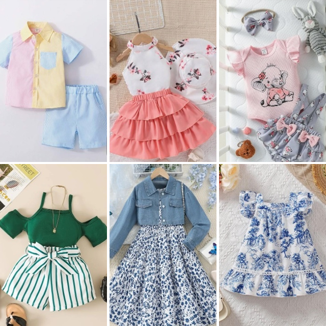 Wholesale mixed use children's clothing inventory summer children's cartoon printed casual clothing styles randomly shipped