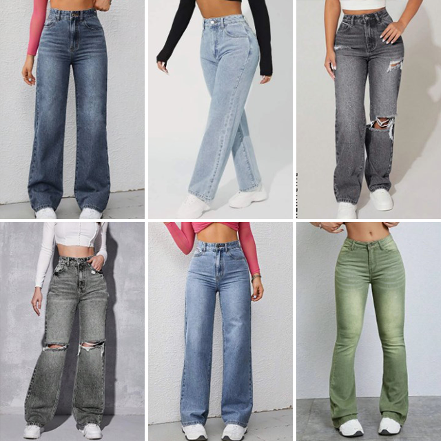 Wholesale high waisted jeans straight leg denim loose wholesale wide leg women's jeans street denim pants random delivery