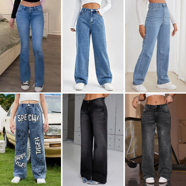Wholesale high waisted jeans straight leg denim loose wholesale wide leg women's jeans street denim pants random delivery