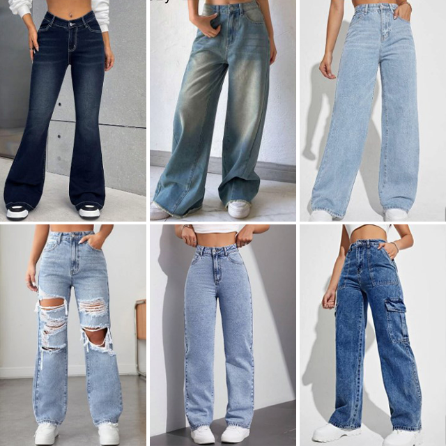 Wholesale high waisted jeans straight leg denim loose wholesale wide leg women's jeans street denim pants random delivery
