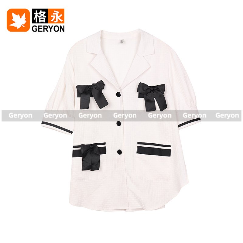 GERYON High Quality White Cotton Cropped Blouse Used Clothes Second Hand Clothing Apparel Stock Elegant Bale