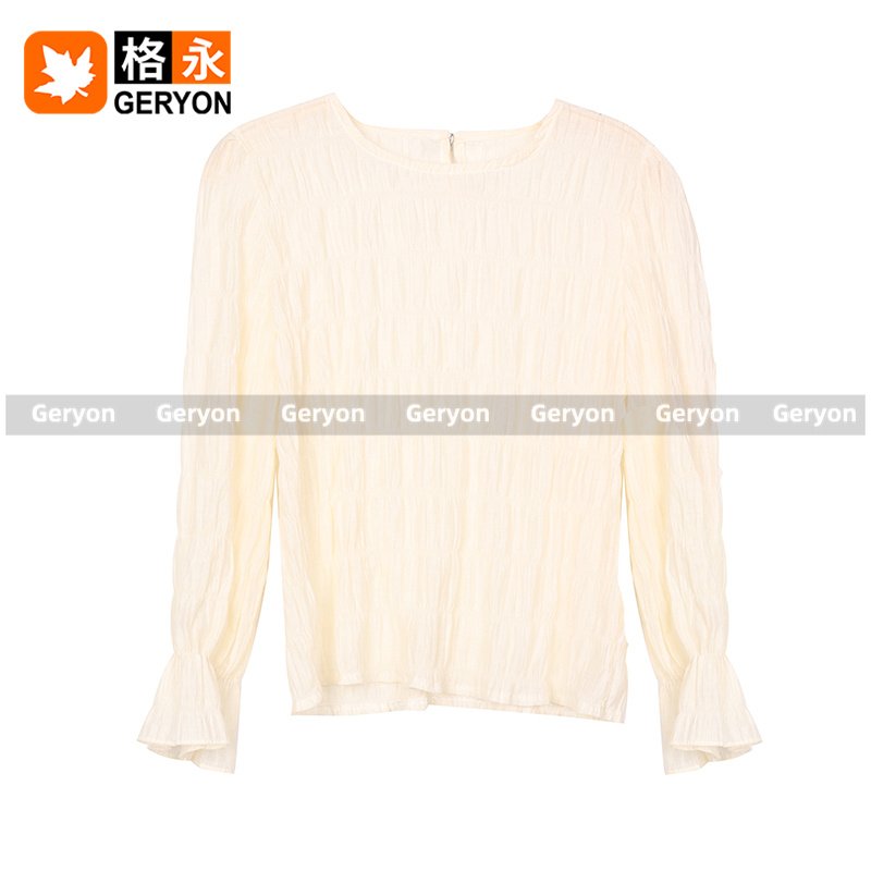 GERYON High Quality White Cotton Cropped Blouse Used Clothes Second Hand Clothing Apparel Stock Elegant Bale