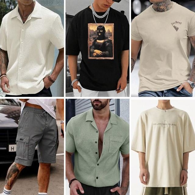 Hot selling men's summer mixed clothing leisure short sleeved stock men's t-shirts pants men's polo shirts are randomly shipped