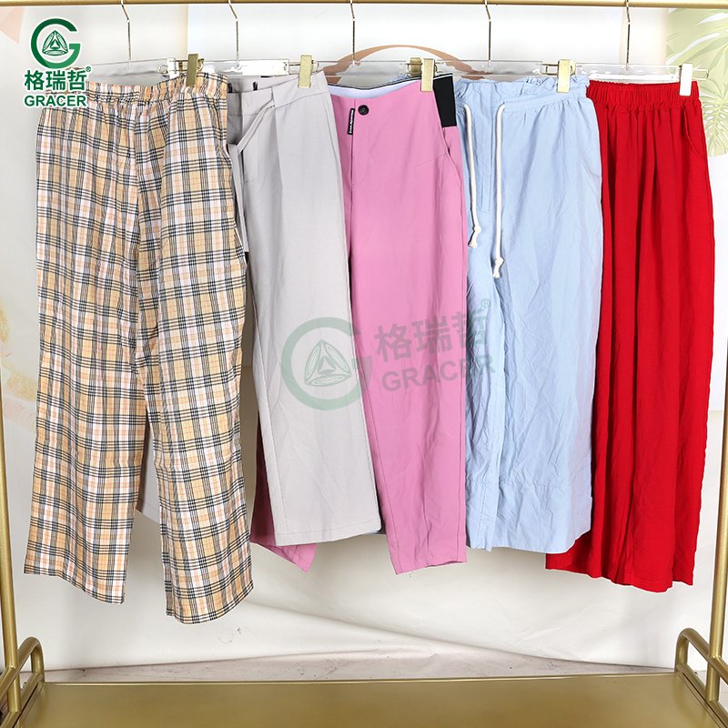 Korea Fashion Casual High Waist Ladies Flared Bell Bottom Trousers Used Women Wide Leg Pants Print Floral Used Clothing
