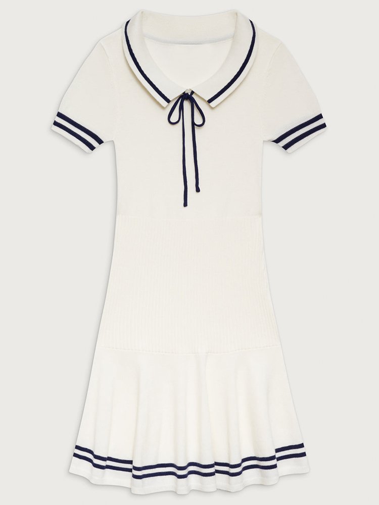 Top quality knit MINI dress OEM vintage temperament niche turn down collar sexy fashion women's dress